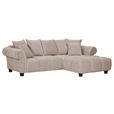 ECKSOFA  in Plüsch Beige  288/190 cm  - Dunkelbraun/Beige, KONVENTIONELL, Holz/Textil (288/190cm) - Carryhome