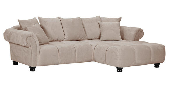 ECKSOFA  in Plüsch Beige  288/190 cm  - Dunkelbraun/Beige, KONVENTIONELL, Holz/Textil (288/190cm) - Carryhome
