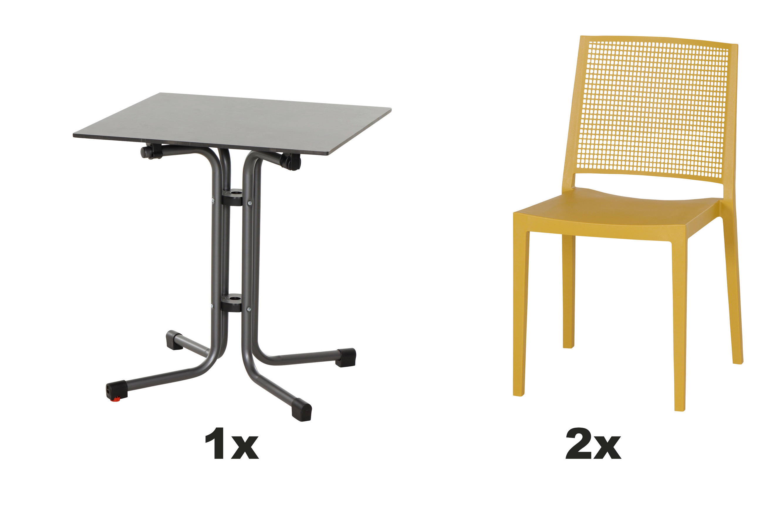 GARTENGARNITUR 5-teilig  - Anthrazit/Gelb, Basics, Holzwerkstoff/Kunststoff (65/80/65cm) - Siena Garden
