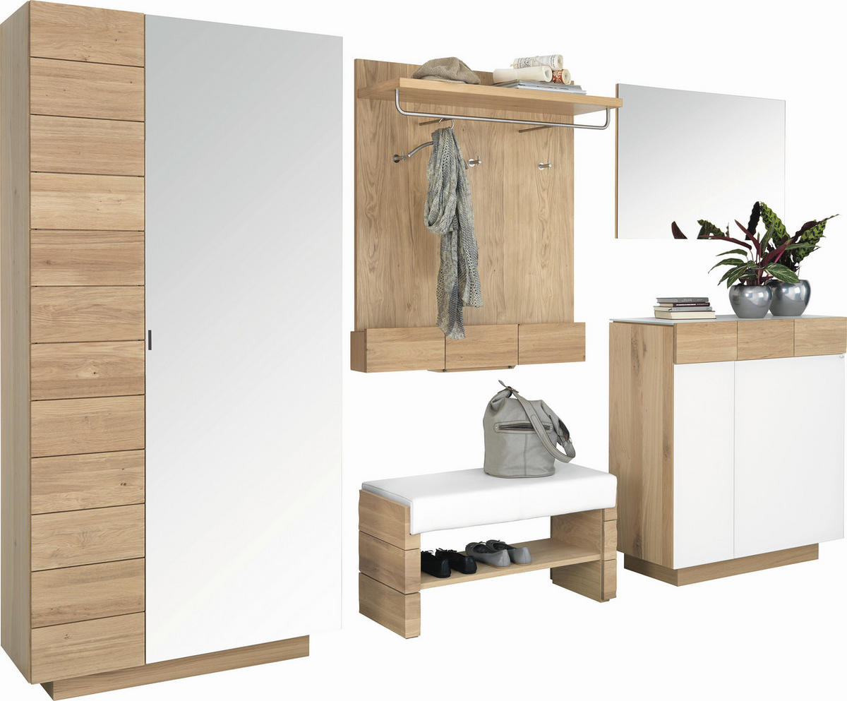 SCHUHSCHRANK Wildeiche massiv Eichefarben, Beige  - Eichefarben/Beige, Design, Glas/Holz (96/106/42,5cm) - Voglauer