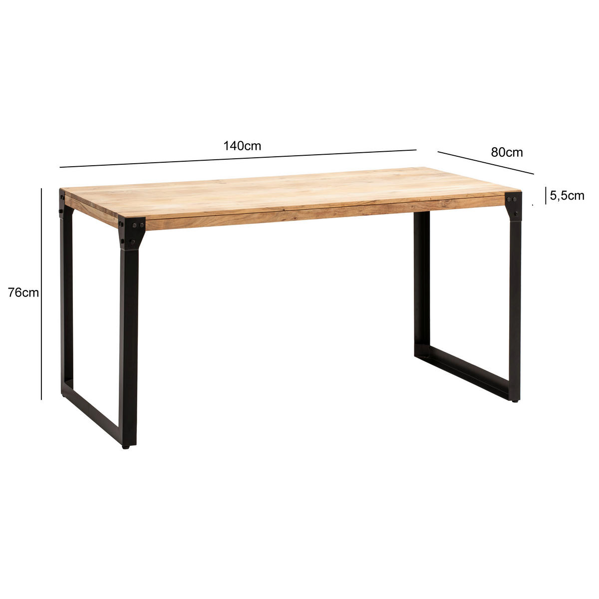 MATBORD i trä   - svart/akaciefärgad, Design, metall/trä (140/76/80cm) - MID.YOU
