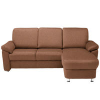 ECKSOFA in Webstoff Braun  220/163 cm  - Chromfarben/Braun, KONVENTIONELL, Textil/Metall (220/163cm) - Beldomo System