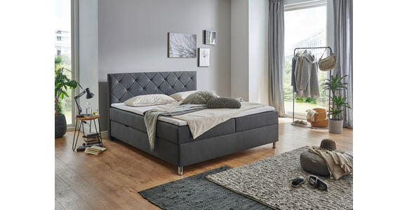 BOXBETT 180/200 cm  in Anthrazit  - Chromfarben/Anthrazit, Basics, Textil/Metall (180/200cm) - Xora