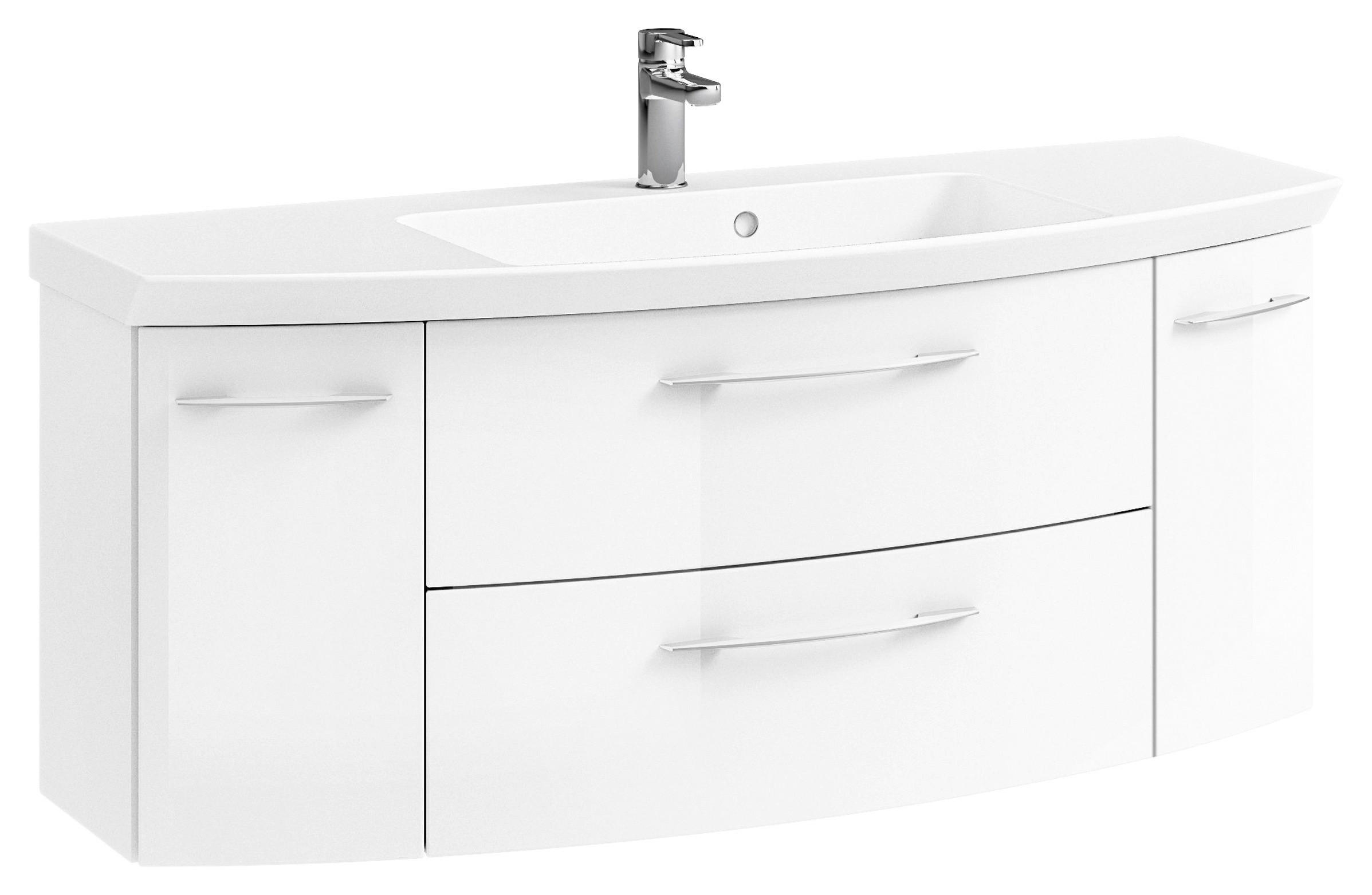 WASCHTISCHKOMBI 121 cm  - Chromfarben/Weiß Hochglanz, KONVENTIONELL, Glas/Holzwerkstoff (121cm) - Pelipal