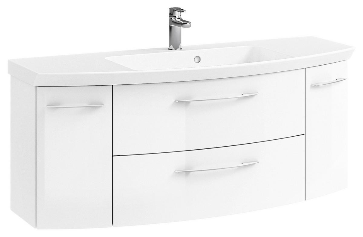 WASCHTISCHKOMBI 121 cm  - Chromfarben/Weiß Hochglanz, KONVENTIONELL, Glas/Holzwerkstoff (121cm) - Pelipal