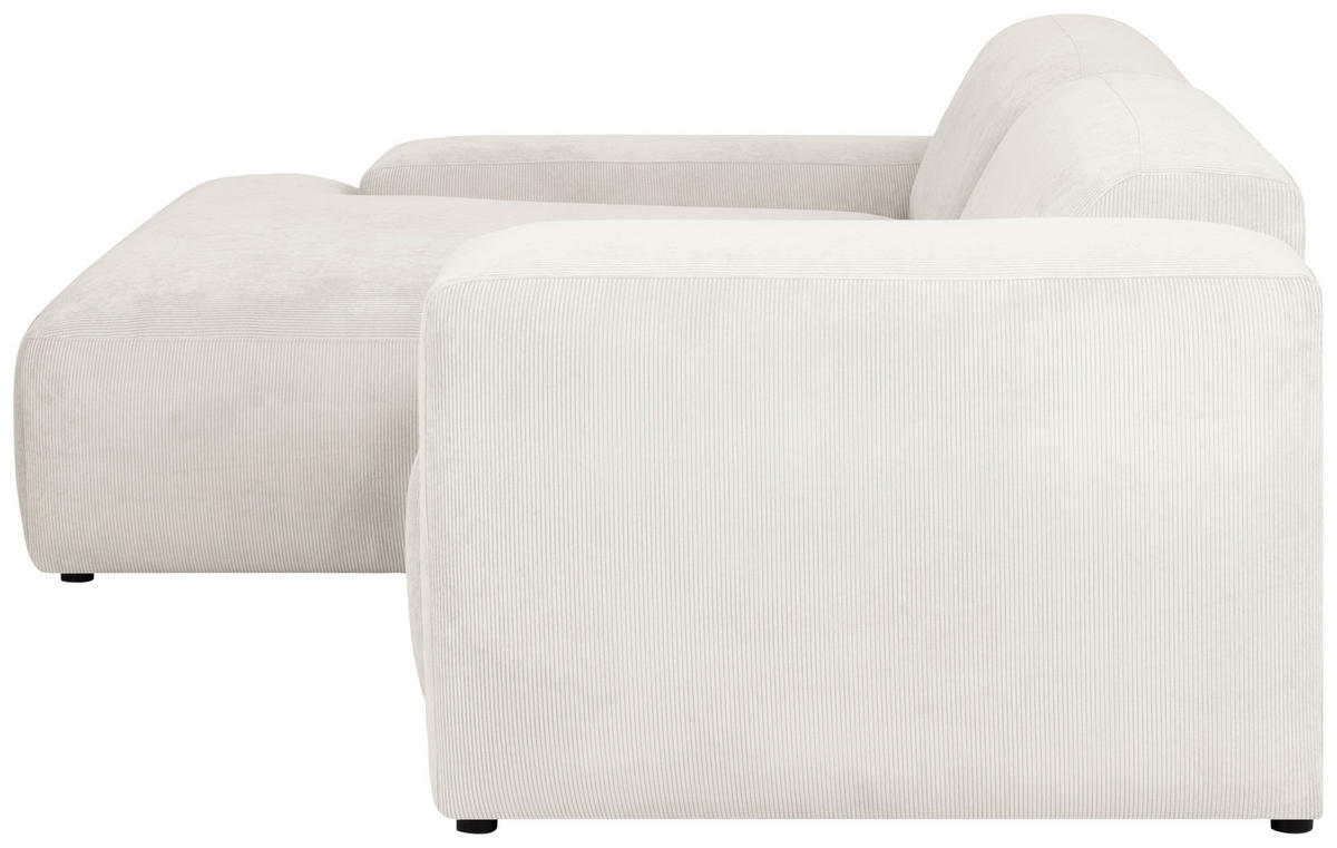 ECKSOFA in Cord Creme  - Creme/Schwarz, Design, Kunststoff/Textil (170/252cm) - MID.YOU
