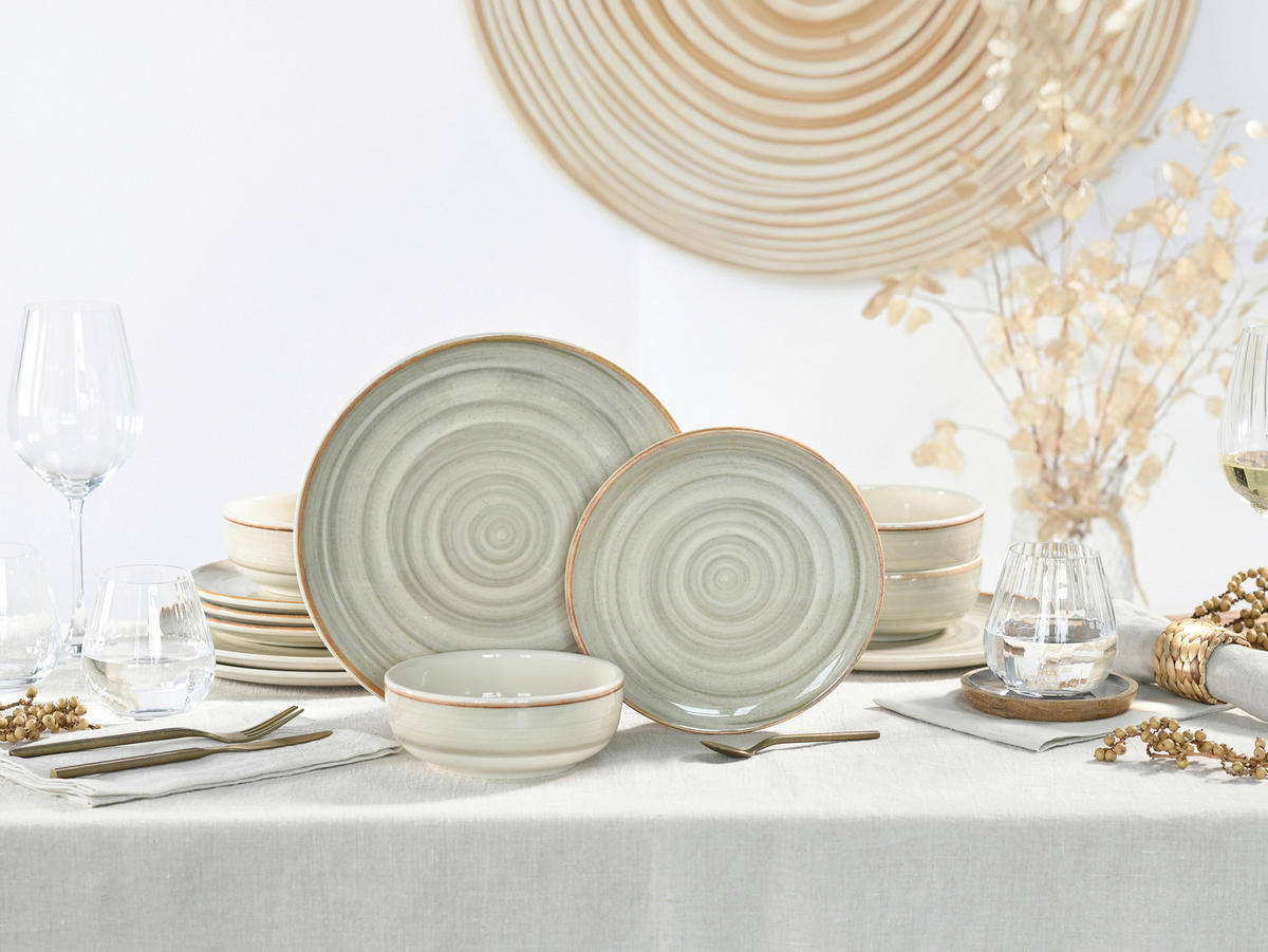Serviciu De Masă 12 piese  - crem/nisipiu, Basics, ceramică - Creatable