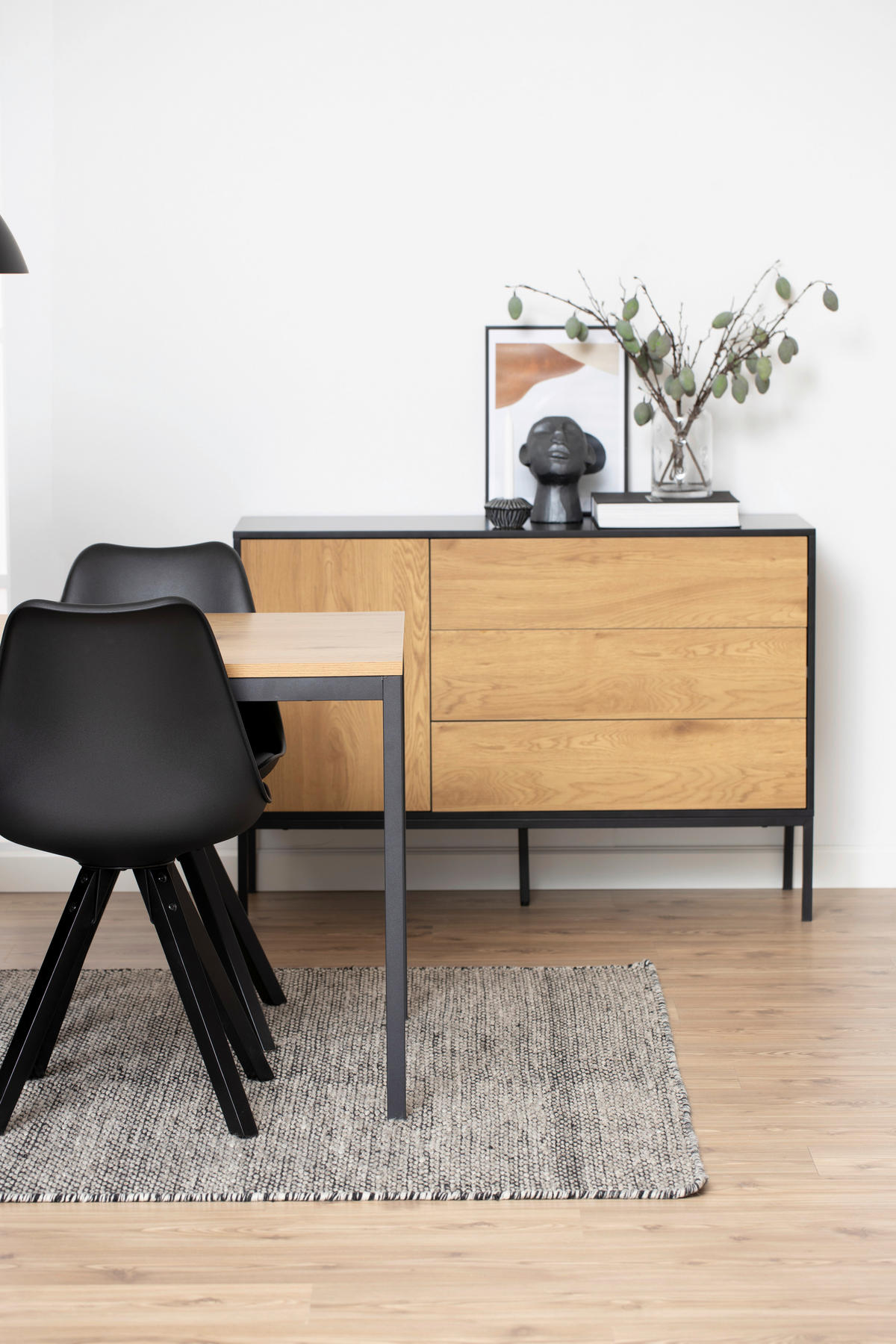 BYRÅ 120/82/40 cm  - skogsek/svart, Modern, metall/trämaterial (120/82/40cm) - Best Price