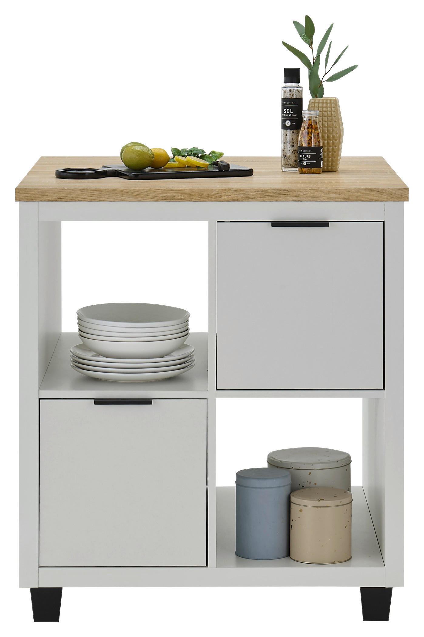 KÜCHENINSEL 82/91/82 cm  in Hellgrau, Eiche Artisan  - Hellgrau/Schwarz, Design, Holzwerkstoff/Kunststoff (82/91/82cm) - MID.YOU