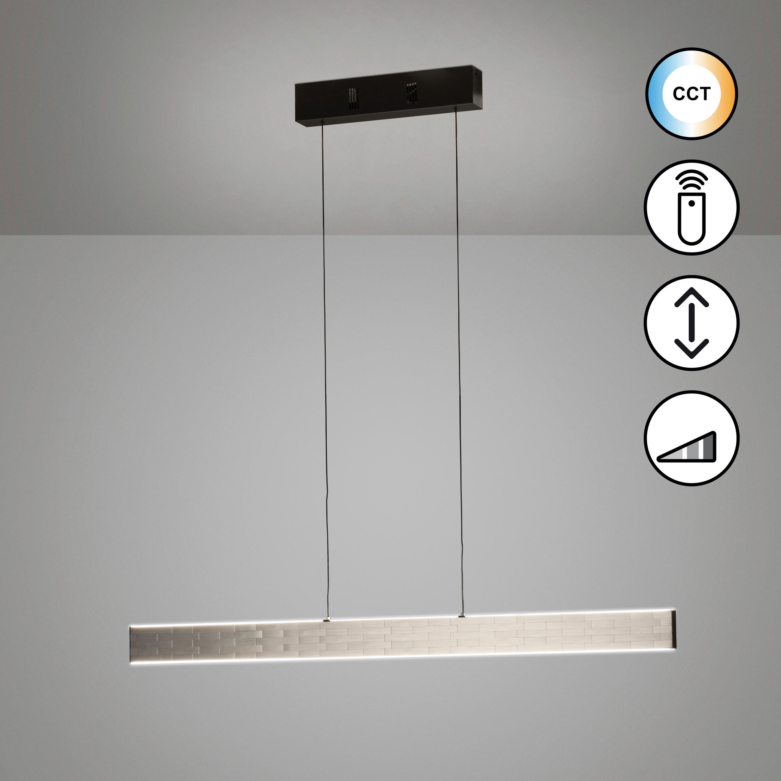 LED-HÄNGELEUCHTE 118,5/6/120-150 cm  - Nickelfarben, Design (118,5/6/120-150cm)