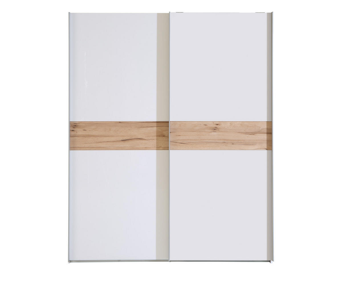 OMARA Z DRSNIMI VRATI, bela, barve hrasta  - barve hrasta/bela, Konvencionalno, kovina/leseni material (170,3/210,5/61,2cm) - Xora