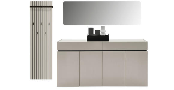 GARDEROBENPANEEL  in 46/160/18 cm  - Kaschmir/Schwarz, Design, Holzwerkstoff/Metall (46/160/18cm) - Voleo