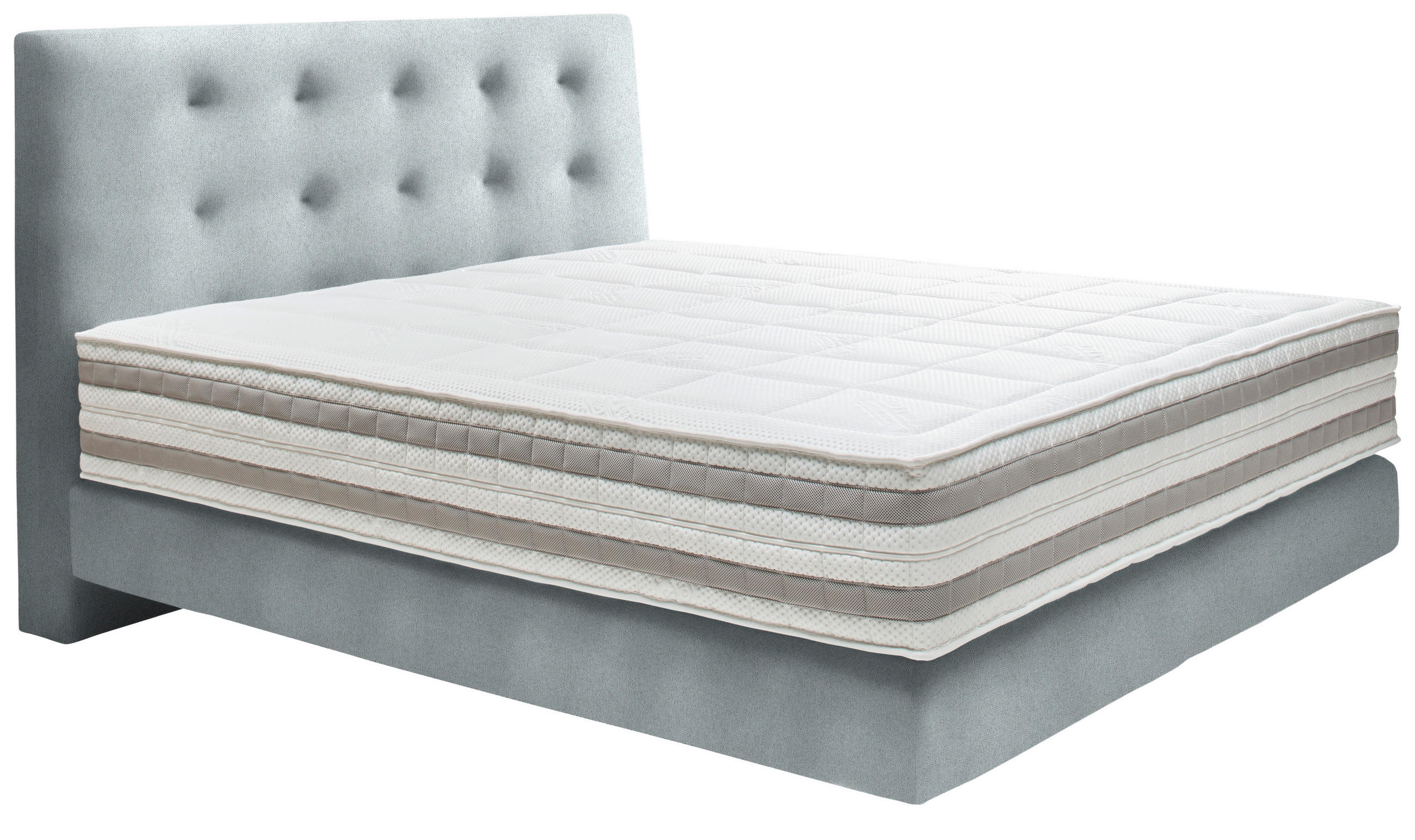 BOXSPRINGBETT 160/200 cm  in Hellgrau  - Hellgrau, KONVENTIONELL, Holz/Textil (160/200cm) - Dieter Knoll