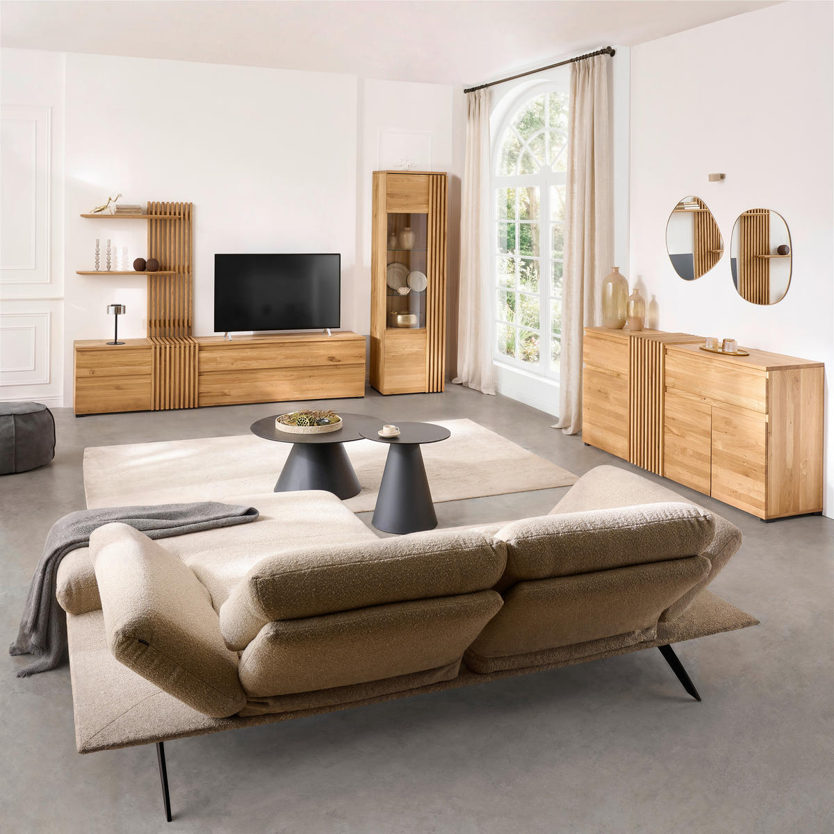 WOHNWAND  in Eichefarben  248,8/175,3/44 cm    - Eichefarben, Natur, Holz (248,8/175,3/44cm) - Linea Natura