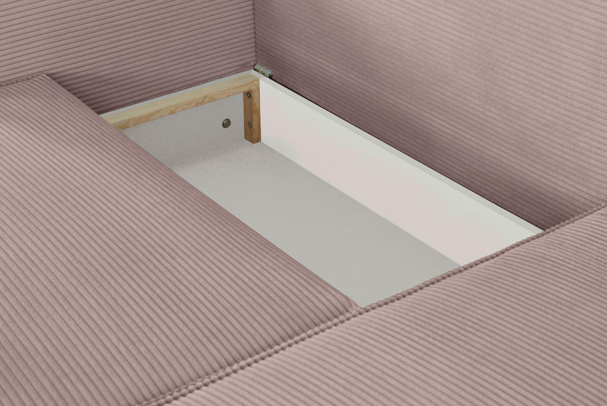 ECKSOFA in Feincord Altrosa  - Schwarz/Altrosa, Konventionell, Kunststoff/Textil (242/151cm) - Carryhome