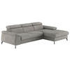 ECKSOFA in Webstoff Hellgrau  - Hellgrau/Schwarz, Design, Textil/Metall (244/166cm) - Livetastic