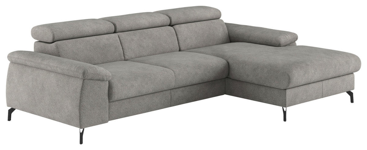 ECKSOFA in Webstoff Hellgrau  - Hellgrau/Schwarz, Design, Textil/Metall (244/166cm) - Livetastic