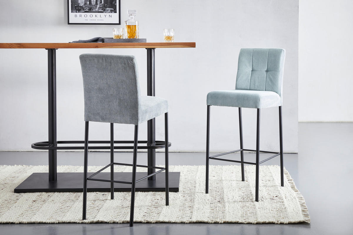 BAROVÁ STOLIČKA, čierna, mätovozelená - čierna/mätovozelená, Design, kov/textil (46/91/61cm) - Xora