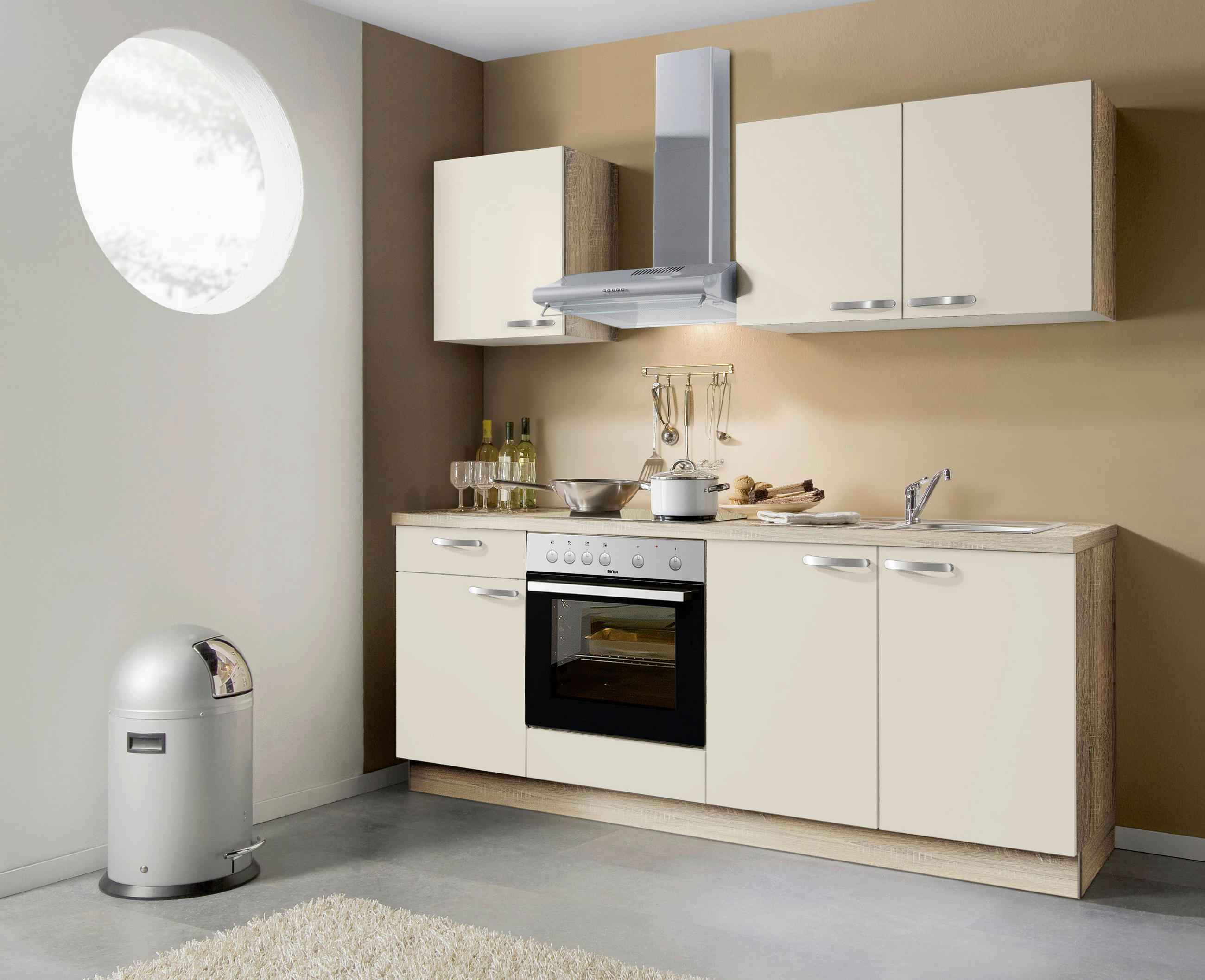 Express KÜCHENBLOCK 200 cm in Creme, Eichefarben online entdecken ➤