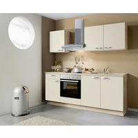 KÜCHENBLOCK 200 cm   in Creme, Eichefarben  - Edelstahlfarben/Eichefarben, KONVENTIONELL, Holzwerkstoff/Metall (200cm) - Express