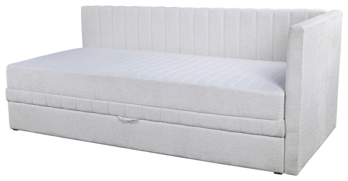 SCHLAFSOFA Chenille, Jacquard Creme  - Creme/Schwarz, Design, Kunststoff/Textil (212/83/99cm) - MID.YOU