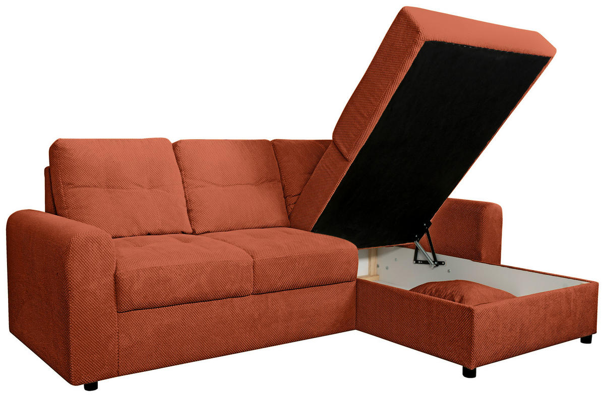 ECKSOFA Rostfarben Chenille  - Rostfarben/Schwarz, KONVENTIONELL, Kunststoff/Textil (232/153cm) - Carryhome