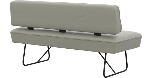 SITZBANK in Metall, Leder Hellgrau  - Hellgrau/Schwarz, Design, Leder/Metall (165/88/66cm) - Moderano