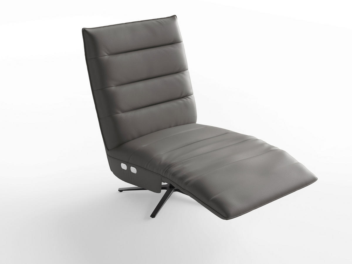 RELAXSESSEL Leder Mokka  - Schwarz/Mokka, Basics, Leder/Metall (80/109/98cm) - Sit & More