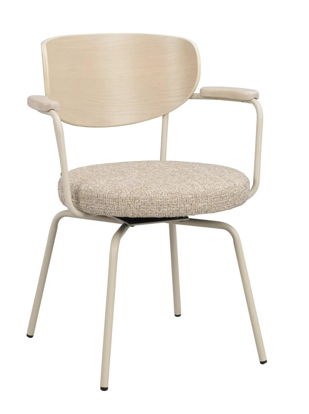 STOL MED ARMSTÖD  stapelbar, 360° vridbar sits   - beige/svart, Klassisk, metall/trä (62/81/60cm) - Rowico