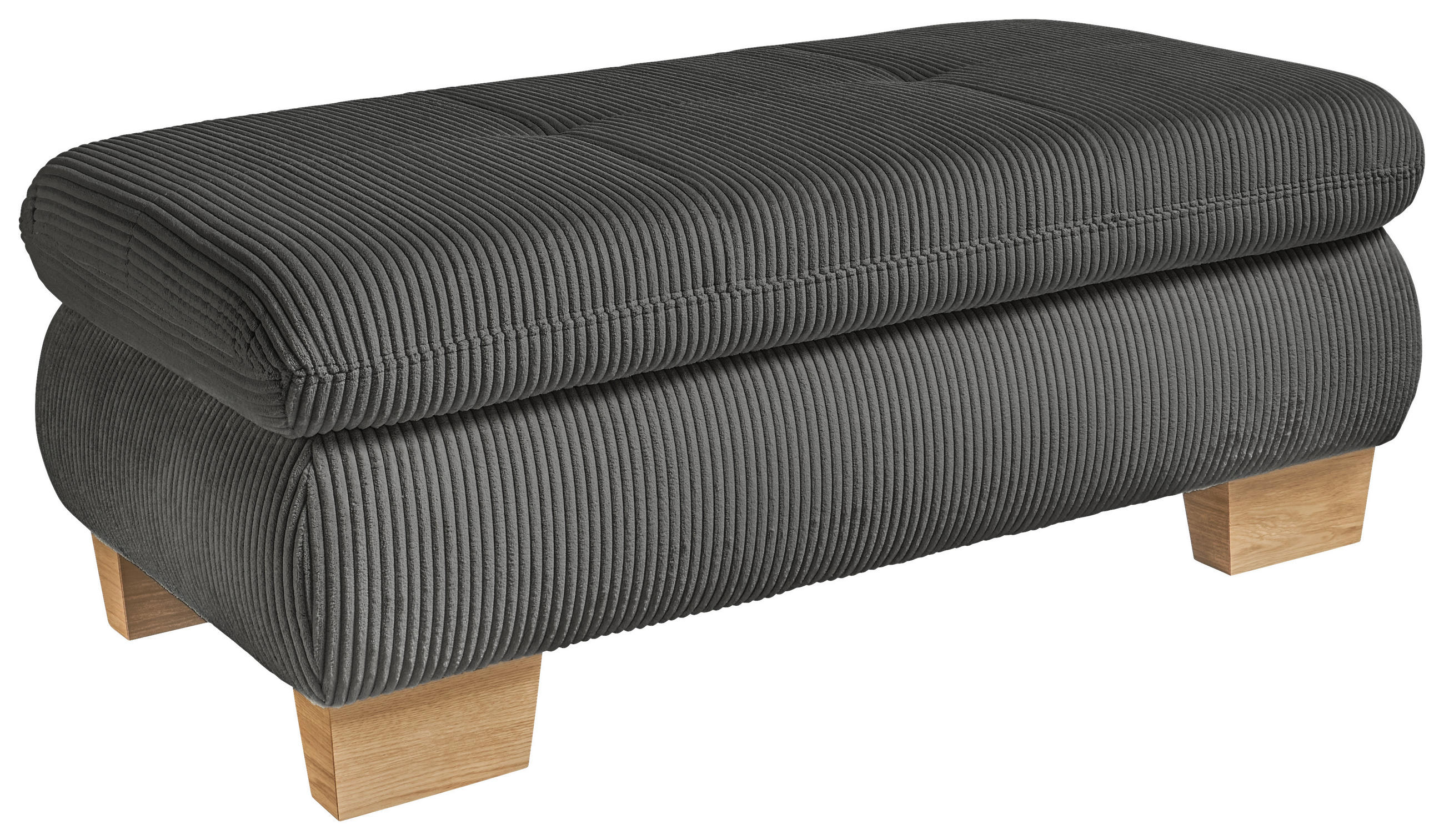 HOCKER Cord Anthrazit  - Eiche Bianco/Anthrazit, KONVENTIONELL, Holz/Textil (129/49/64cm) - SetOne by Musterring