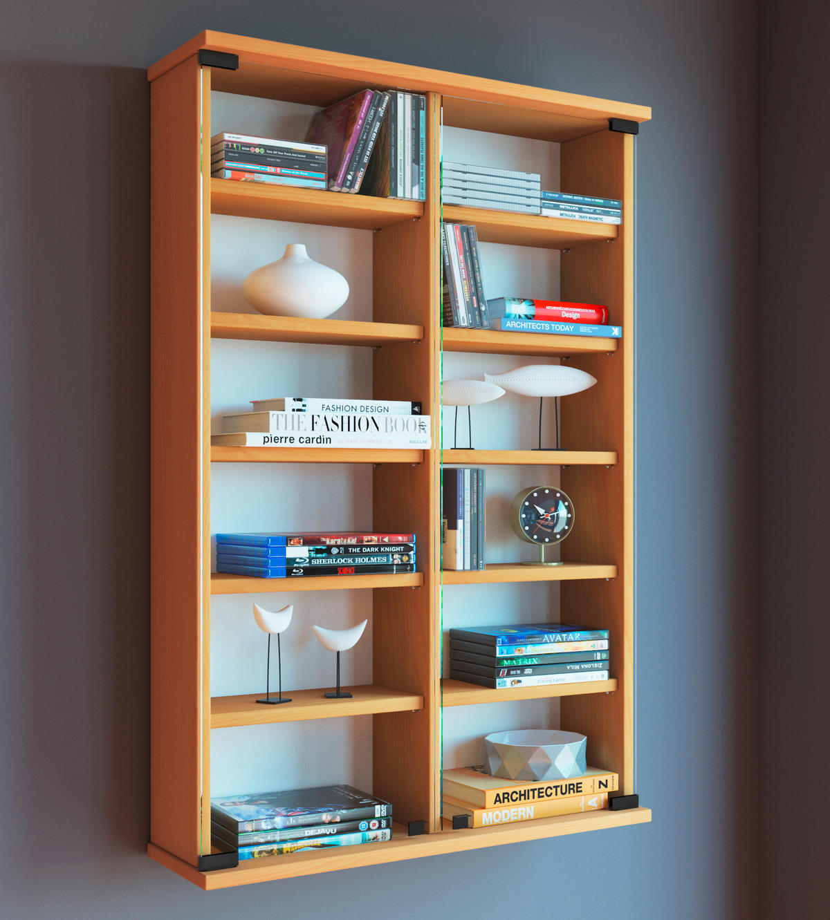 CD-REGAL - Buchefarben, Konventionell, Glas/Holzwerkstoff (60/91,5/18cm) - MID.YOU