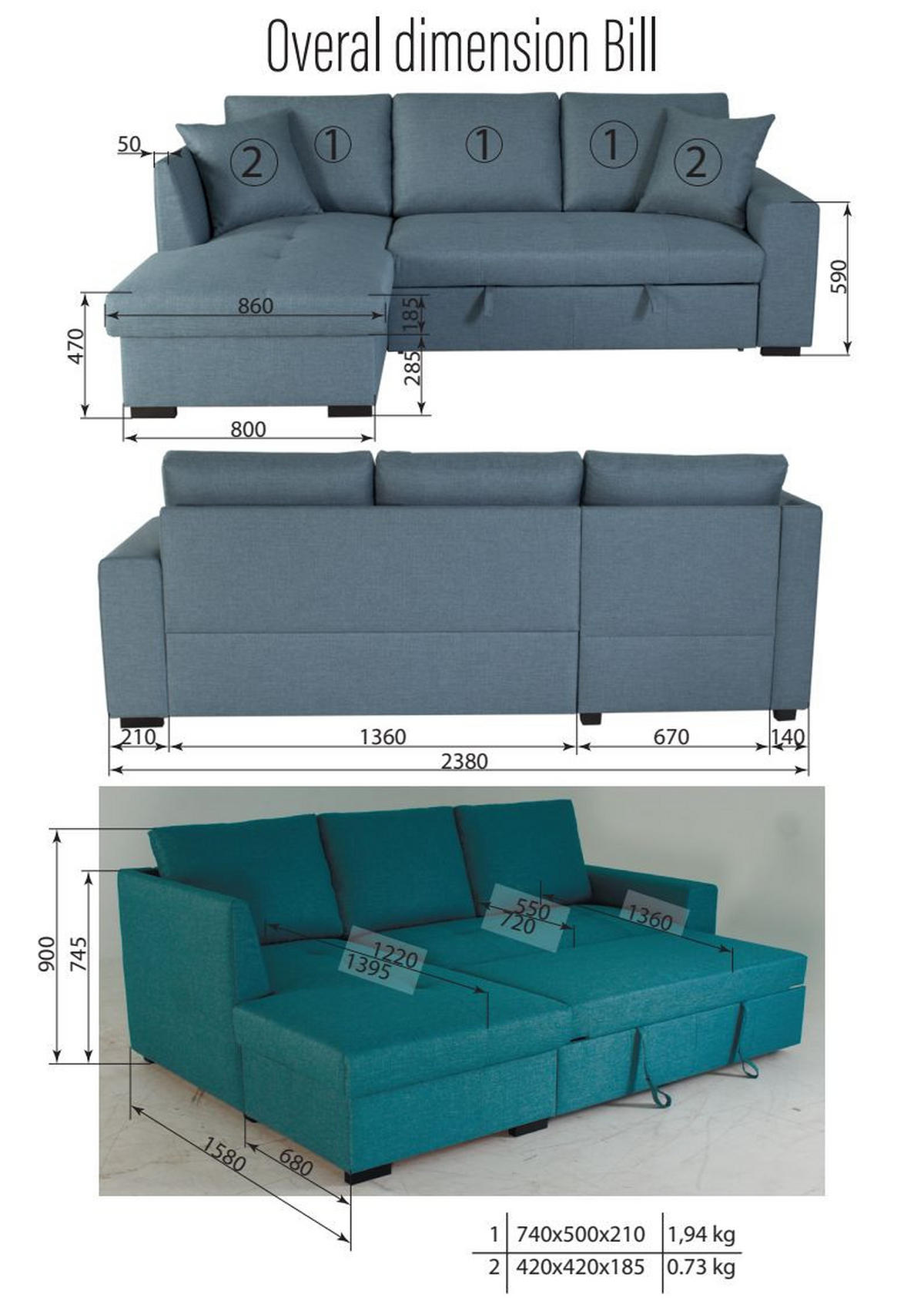 ECKSOFA in Webstoff Hellgrau  - Hellgrau/Schwarz, Design, Kunststoff/Textil (158/238cm) - Livetastic