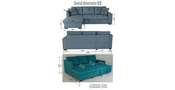 ECKSOFA inkl.Funktionen Dunkelgrau Webstoff - Dunkelgrau/Schwarz, Design, Kunststoff/Textil (158/238cm) - Xora