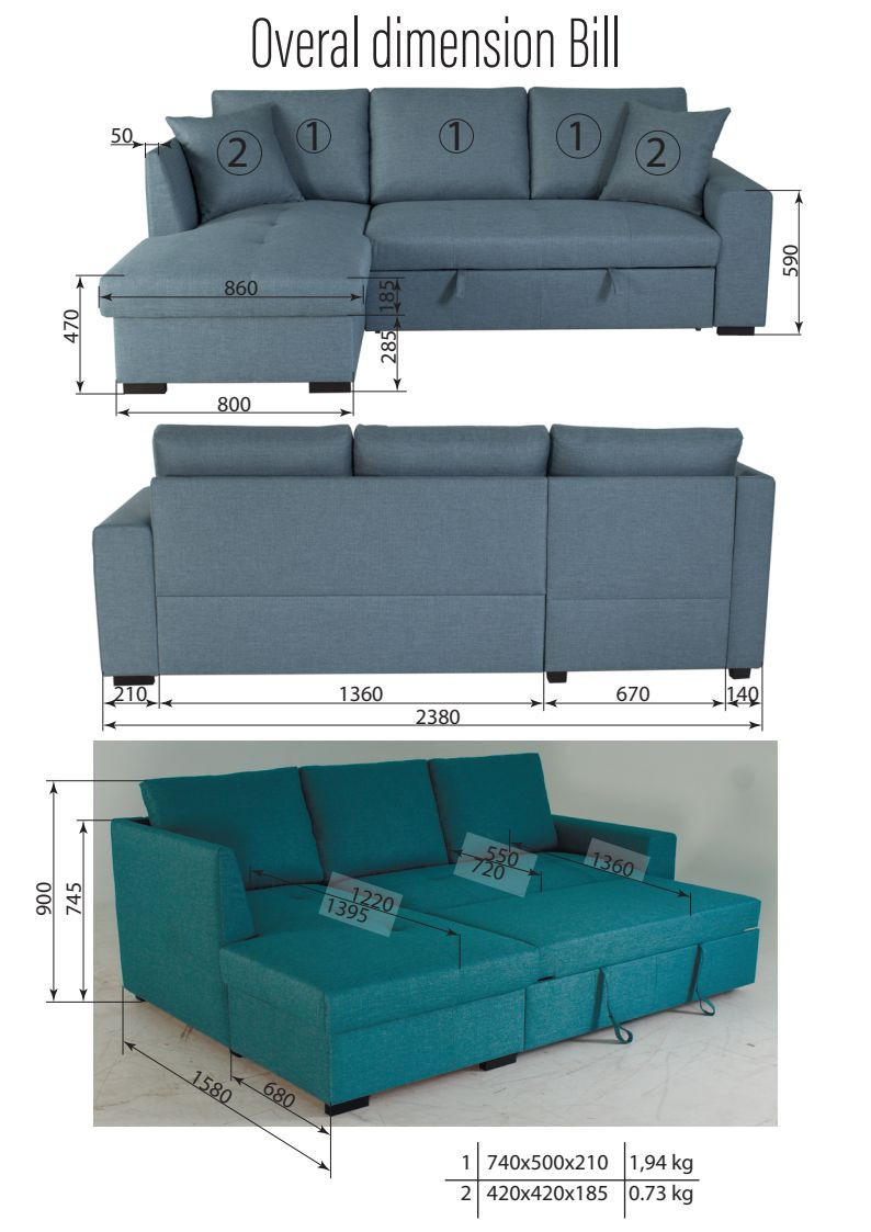 Thumbnail - Xora Ecksofa, Hellgrau, Textil, 3-Sitzer, Füllung: Schaumstoff, Ottomane links, L-Form, 238x158 cm, Made in EU, seitenve...