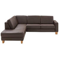 ECKSOFA in Echtleder Dunkelbraun  235/257 cm  - Eiche Bianco/Dunkelbraun, Natur, Leder/Holz (235/257cm) - Valdera