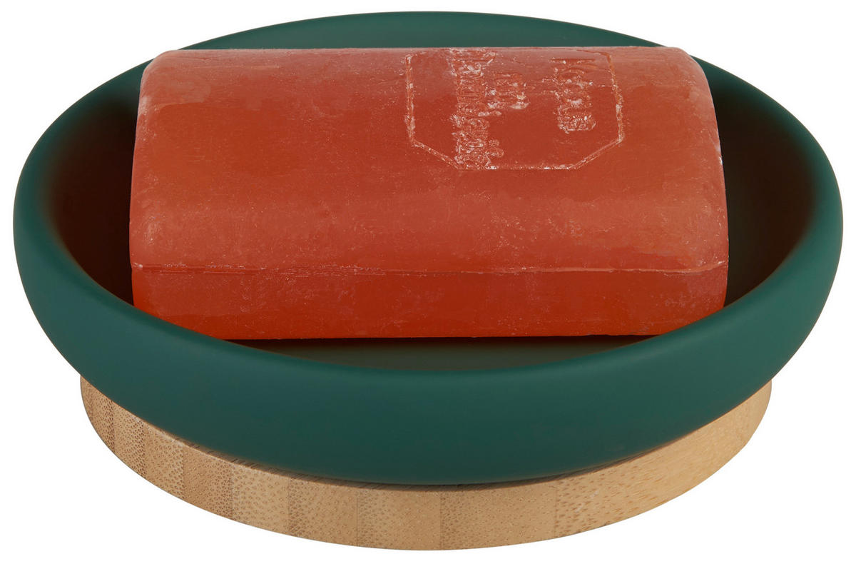 SEIFENSCHALE Holz, Keramik  - Dunkelgrün, Basics, Holz/Keramik (11,8/3,4cm) - Sadena