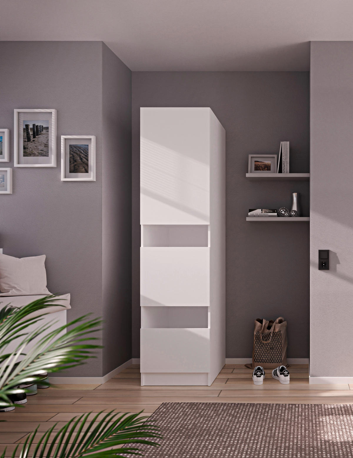 MEHRZWECKSCHRANK 50/200/68 cm  in Weiß  - Schwarz/Weiß, Design, Holzwerkstoff/Metall (50/200/68cm) - Milino