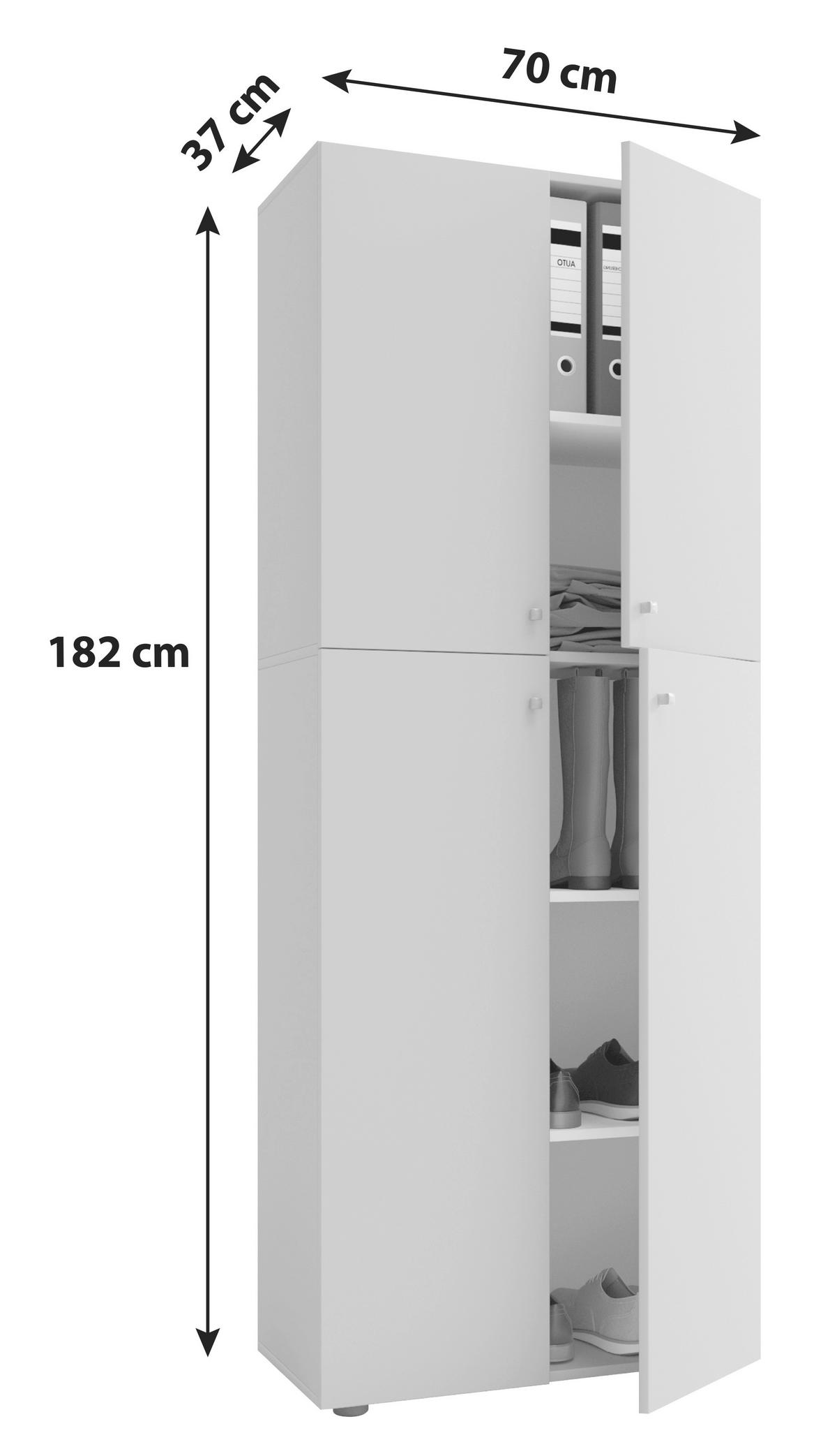 AKTENSCHRANK Weiß  - Weiß, KONVENTIONELL, Holzwerkstoff/Kunststoff (70/182/37cm) - MID.YOU