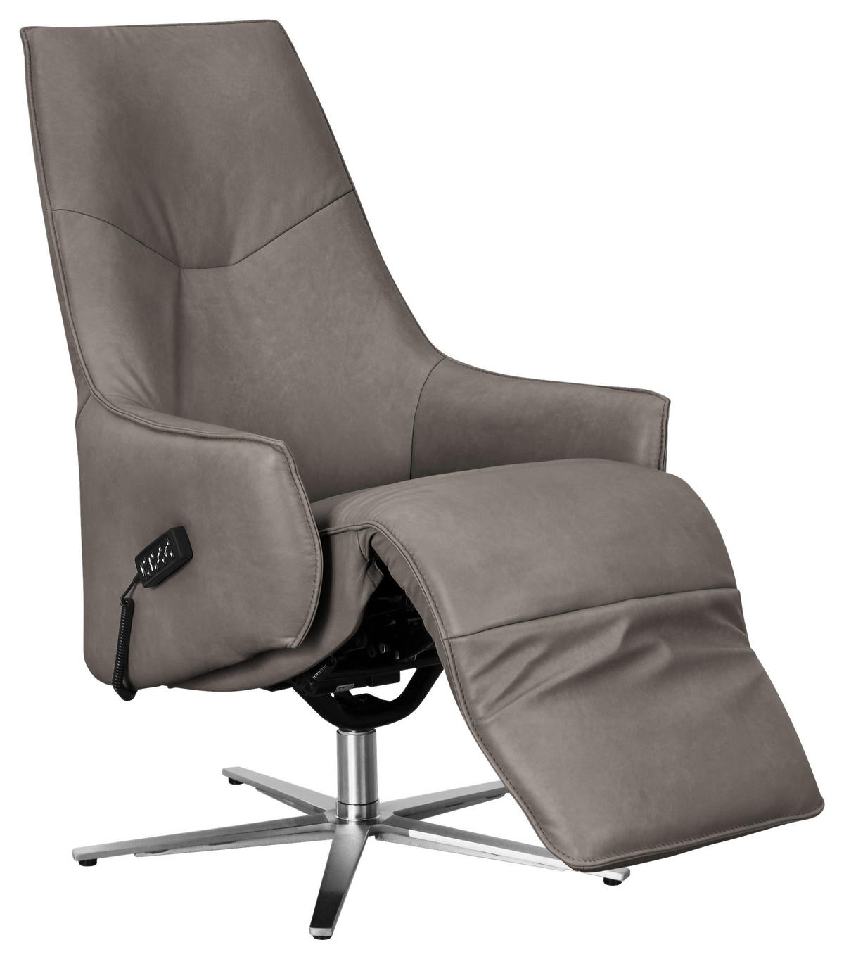 RELAXSESSEL in Leder Graubraun  - Edelstahlfarben/Graubraun, Design, Leder/Metall (70/120/88cm) - Himolla Komfortklass