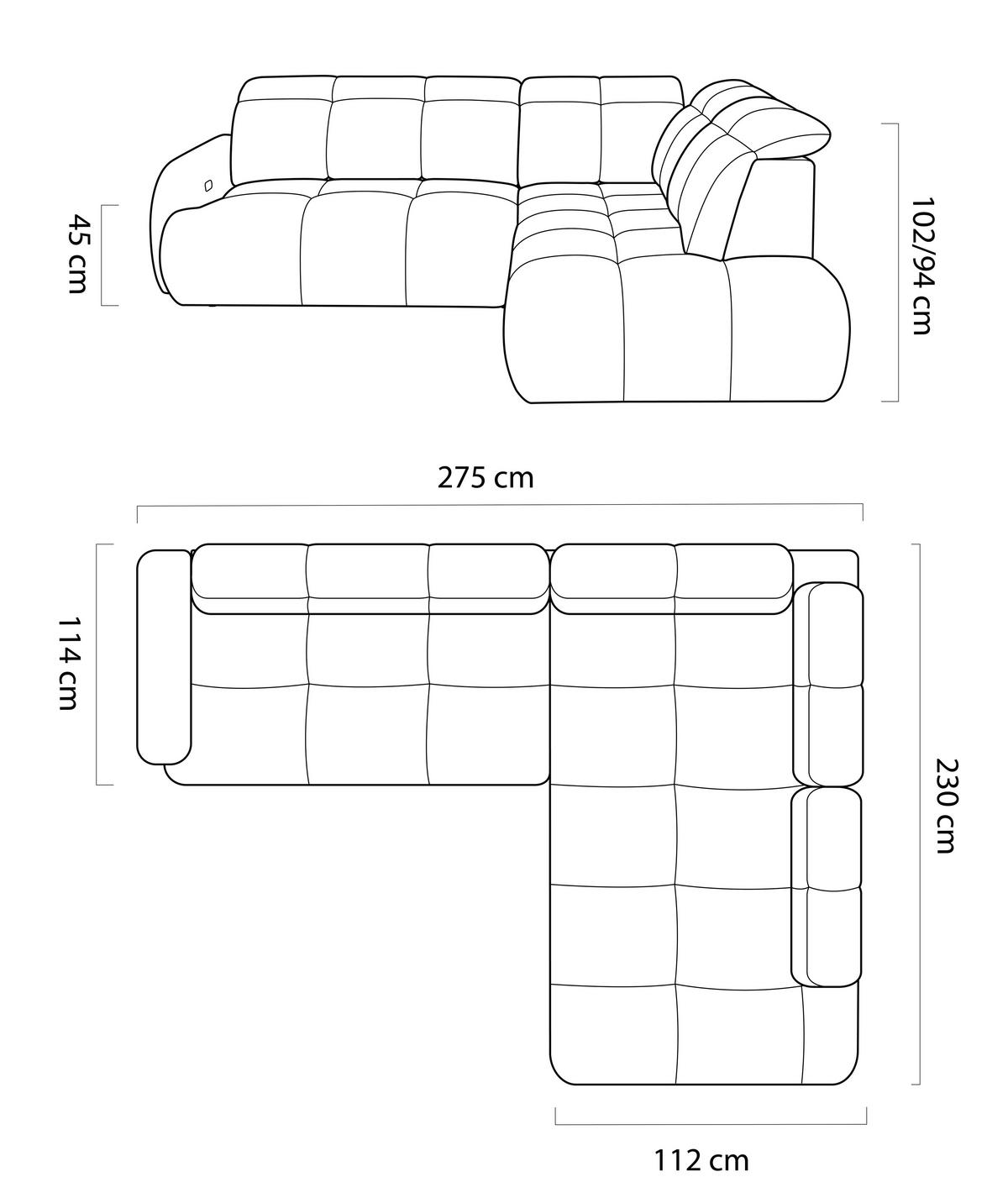 ECKSOFA Beige Webstoff Bettkasten, Schlaffunktion, Rücken echt, Kopfteilverstellung, Sitzvorzug  - Beige/Schwarz, Design, Kunststoff/Textil (275/230cm) - Welnova