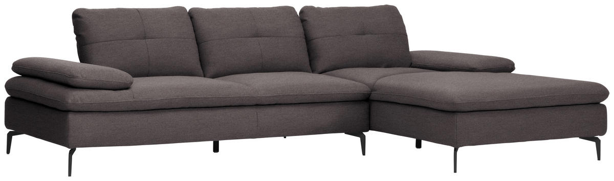 ECKSOFA in Webstoff Graphitfarben  - Schwarz/Graphitfarben, Design, Textil/Metall (301/179cm) - Chilliano