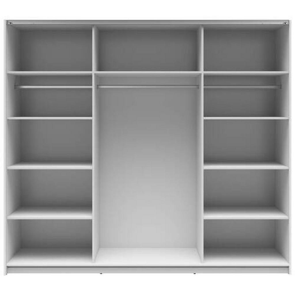 Thumbnail - Mid.you Schwebetürenschrank, Eiche Wotan, Weiß Hochglanz, Metall, 6 Fächer, 220x195.5x60 cm, FSC Mix, Schlafzimmer, Klei...