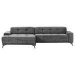 ECKSOFA in Cord Dunkelgrau  165/295 cm  - Dunkelgrau/Schwarz, KONVENTIONELL, Textil/Metall (165/295cm) - Carryhome