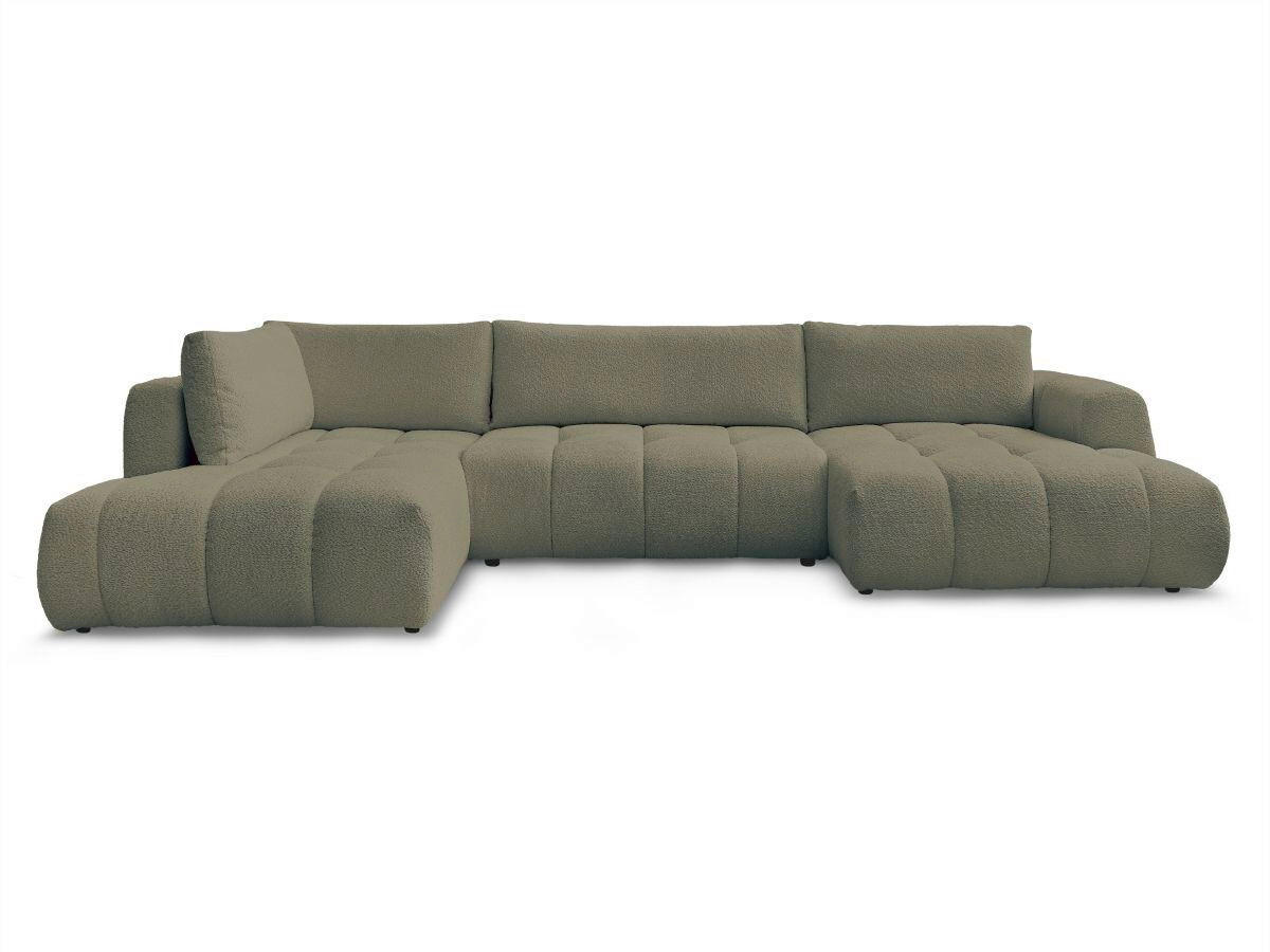 WOHNLANDSCHAFT  FUJI  Grün Bouclé  - Schwarz/Grün, MODERN, Kunststoff/Textil (204/377/160cm)