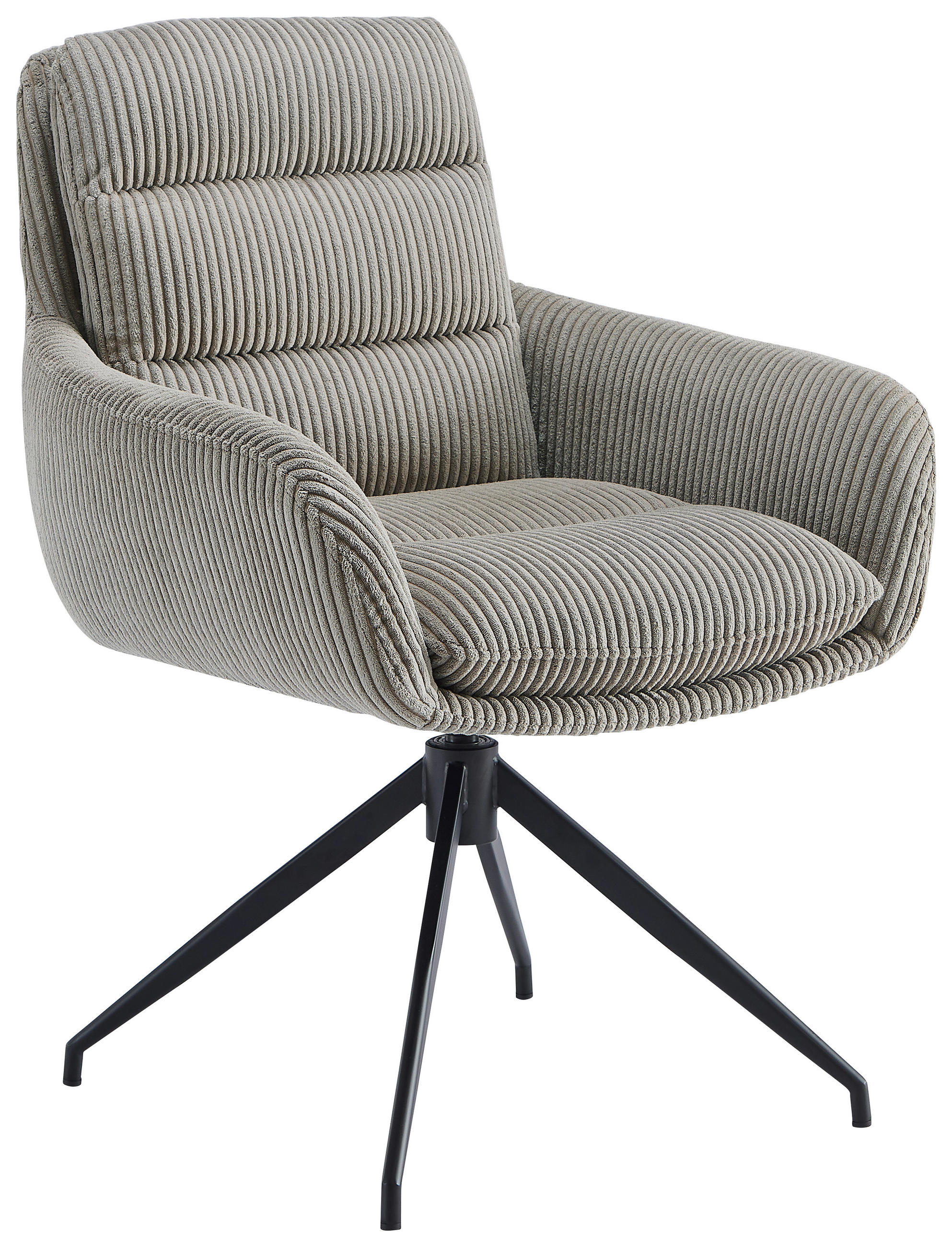 ARMLEHNSTUHL  Sitzfläche 360° drehbar, automatische Rückholfunktion Cord  Cappuccino  - Schwarz/Cappuccino, Design, Textil/Metall (68/86/65cm) - Novel