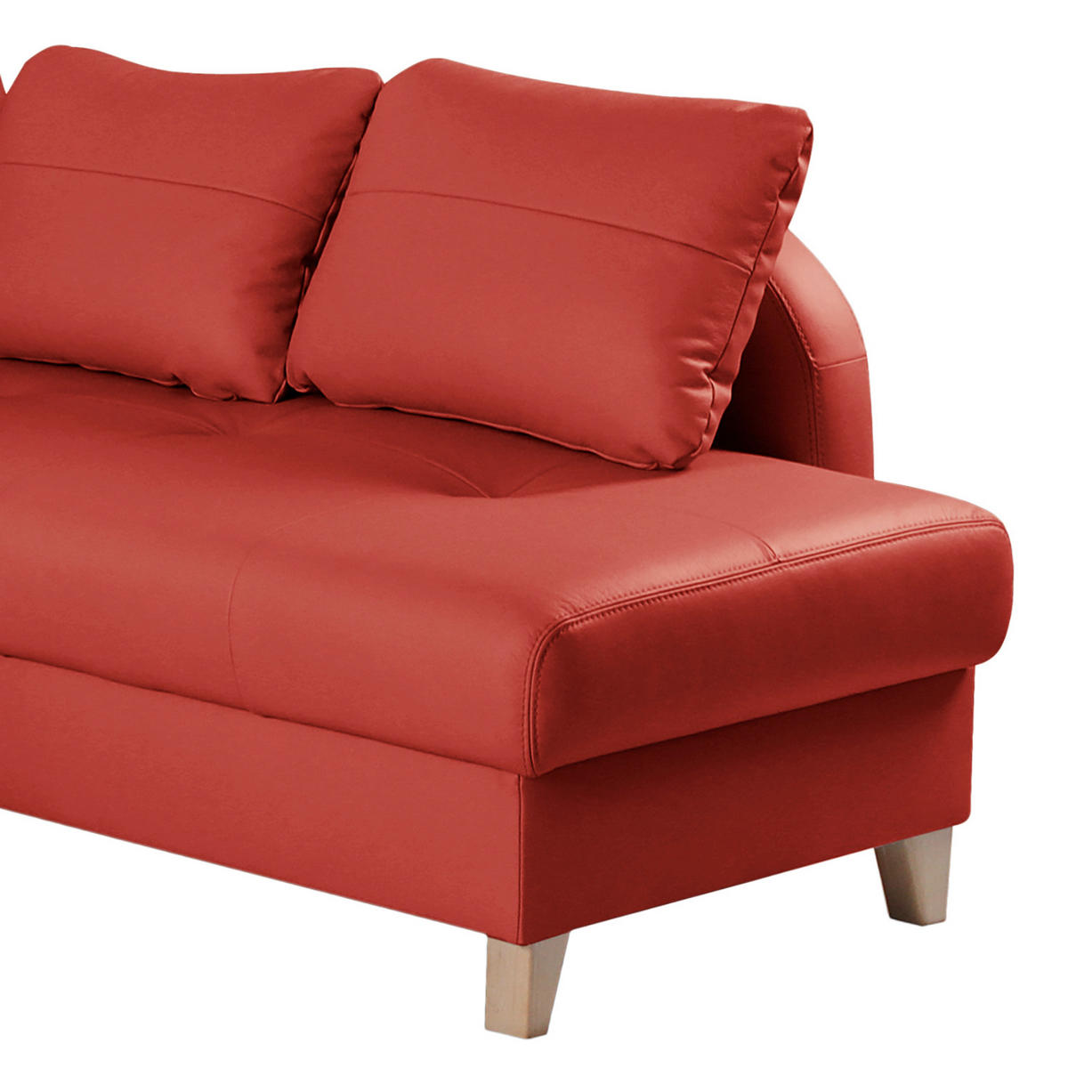 ECKSOFA Rot Echtleder Lederlook  - Buchefarben/Rot, Design, Leder/Holz (227/168cm) - Livetastic