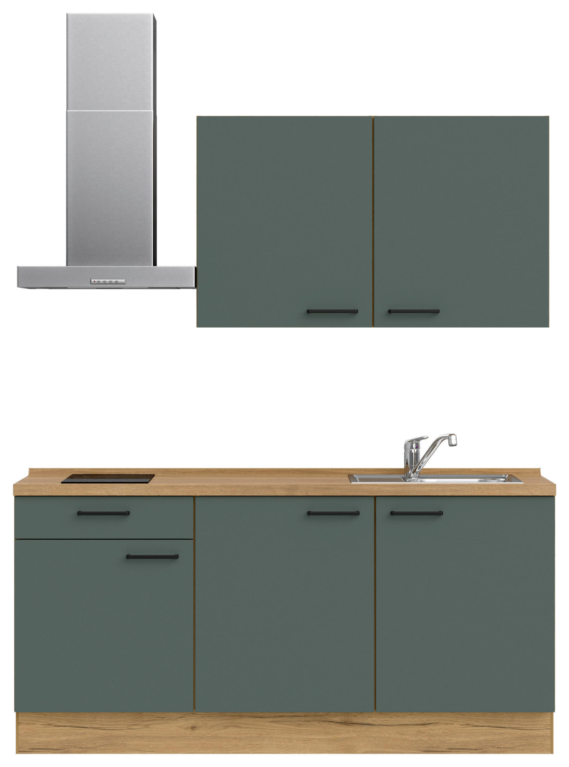 KÜCHENLEERBLOCK 180 cm   in Eichefarben, Dunkelgrün  - Dunkelgrün/Eichefarben, MODERN, Holzwerkstoff/Metall (180cm) - Nobilia