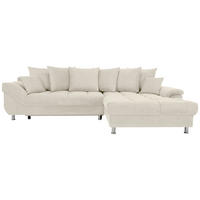 ECKSOFA Flachgewebe, Mikrofaser Creme  - Chromfarben/Creme, Design, Kunststoff/Textil (312/198cm) - Livetastic