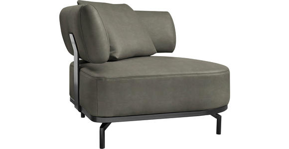 SESSEL in Echtleder Grau  - Schwarz/Grau, Design, Leder/Metall (98/85/98cm) - Dieter Knoll