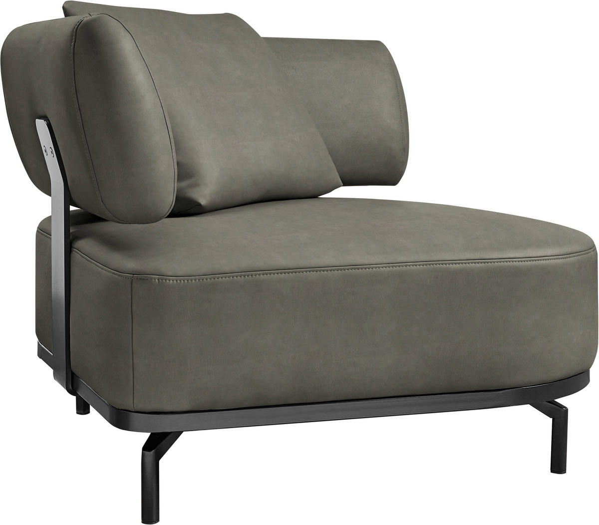 SESSEL in Echtleder Grau  - Schwarz/Grau, Design, Leder/Metall (98/85/98cm) - Dieter Knoll